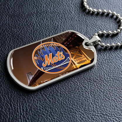 Baseball - BBD008 - New York Mets - Baseball Dog Tag - Military Ball Chain - Luxury Dog Tag
