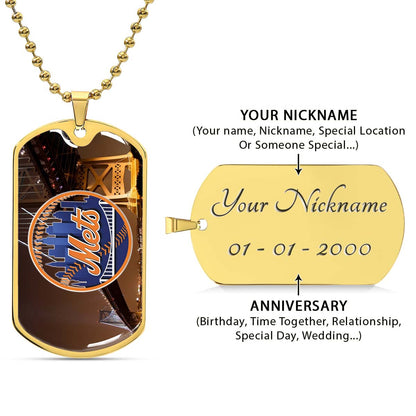 Baseball - BBD008 - New York Mets - Baseball Dog Tag - Military Ball Chain - Luxury Dog Tag