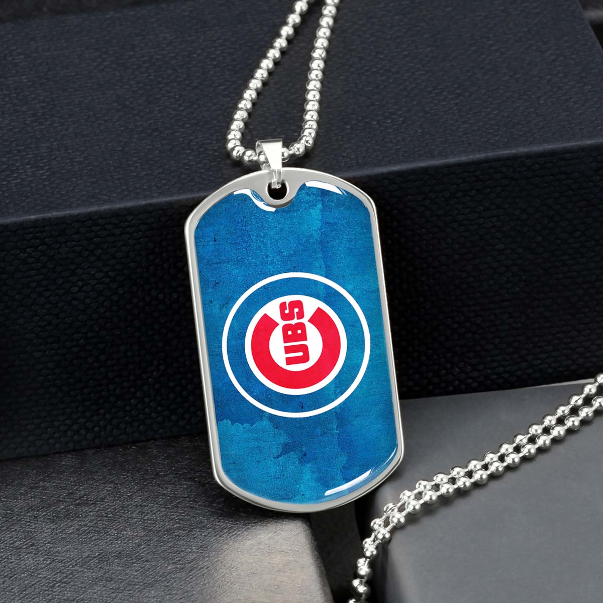 Baseball - BBD009 - Chicago Cubs - Bold Sports Emblem in Blue - Baseball Dog Tag - Military Ball Chain - Luxury Dog Tag