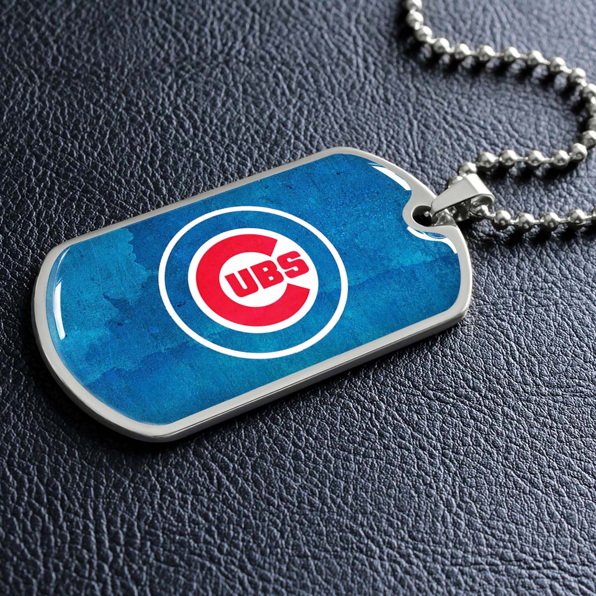 Baseball - BBD009 - Chicago Cubs - Bold Sports Emblem in Blue - Baseball Dog Tag - Military Ball Chain - Luxury Dog Tag