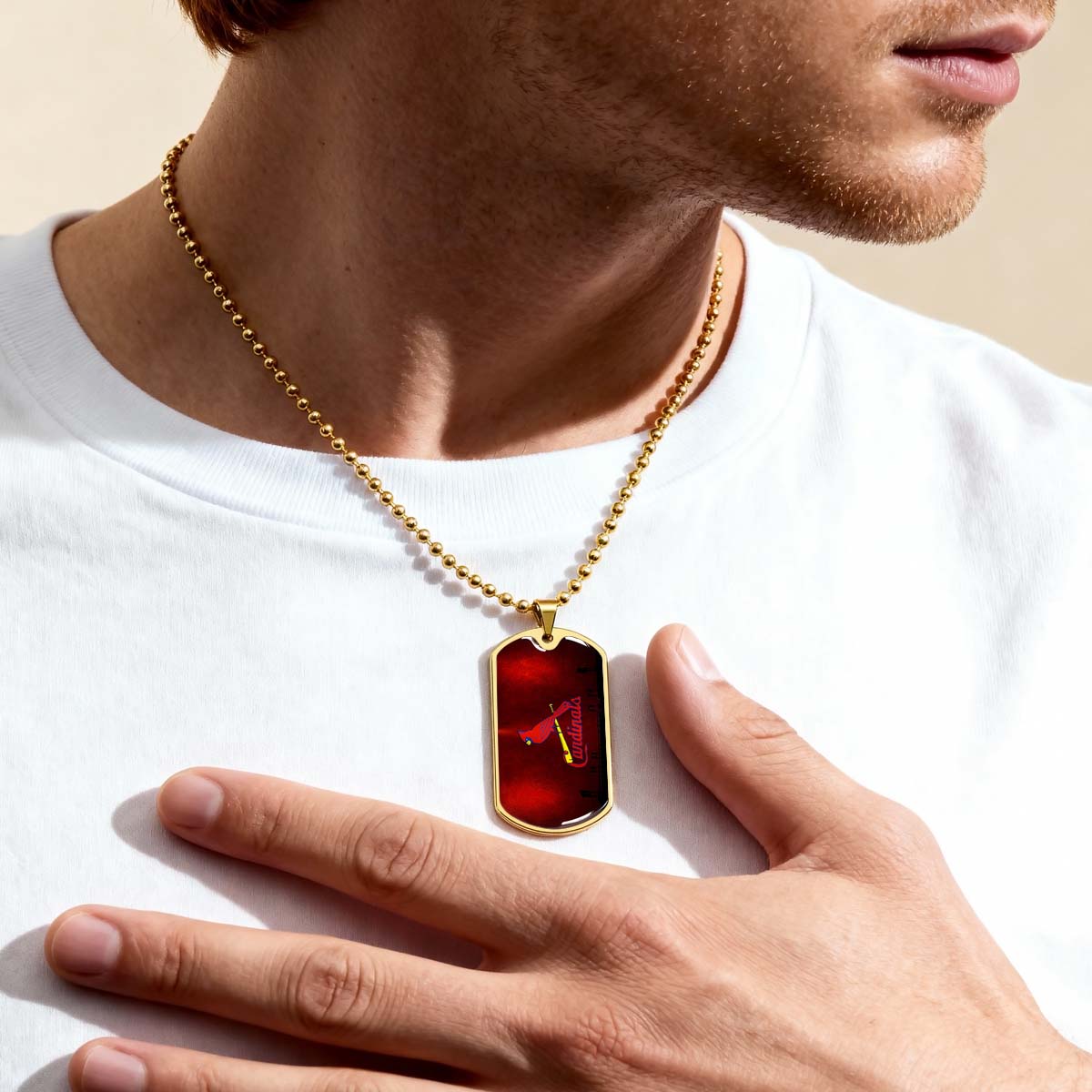 Baseball - BBD011 - Cardinals - Baseball Dog Tag - Military Ball Chain - Luxury Dog Tag