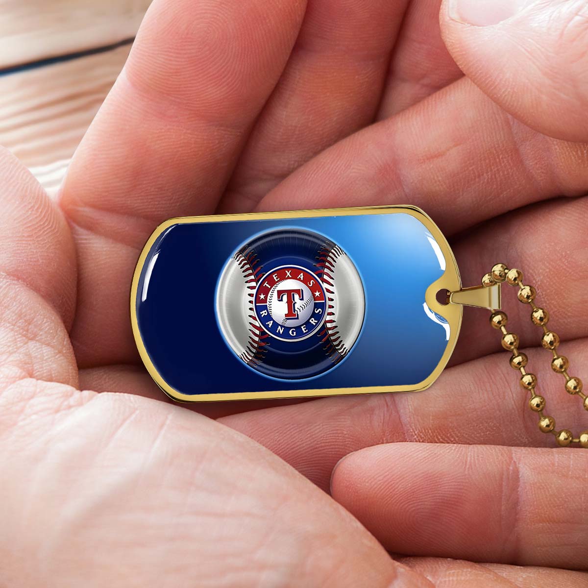 Baseball - BBD012 - Texas Rangers - Baseball Dog Tag - Military Ball Chain - Luxury Dog Tag