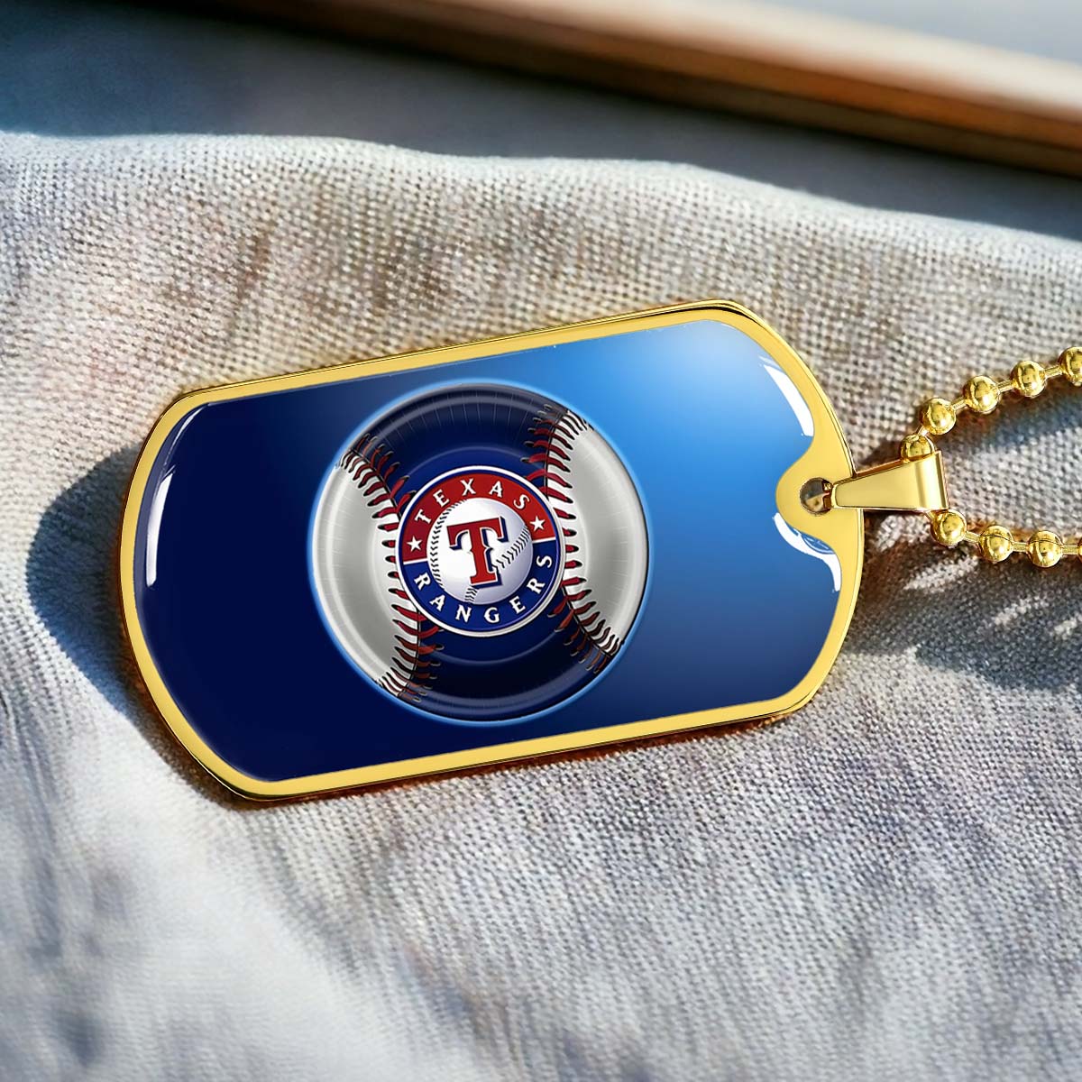 Baseball - BBD012 - Texas Rangers - Baseball Dog Tag - Military Ball Chain - Luxury Dog Tag