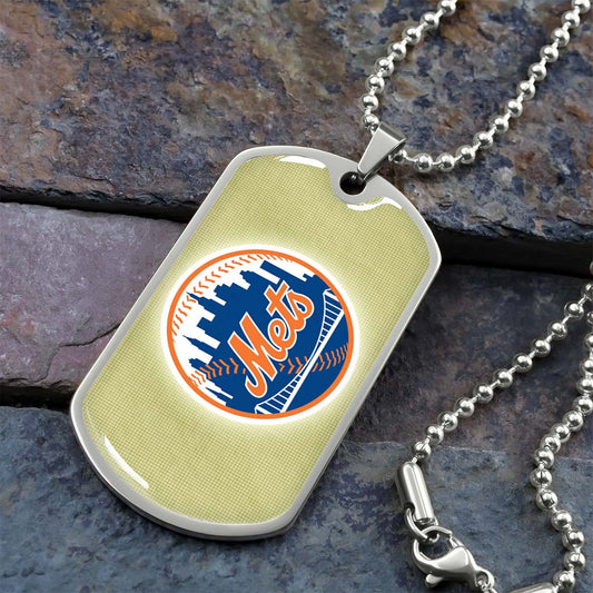 Baseball - BBD013 - New York Mets - Baseball Dog Tag - Military Ball Chain - Luxury Dog Tag