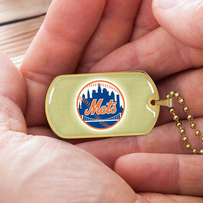Baseball - BBD013 - New York Mets - Baseball Dog Tag - Military Ball Chain - Luxury Dog Tag