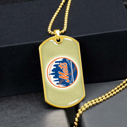 Baseball - BBD013 - New York Mets - Baseball Dog Tag - Military Ball Chain - Luxury Dog Tag