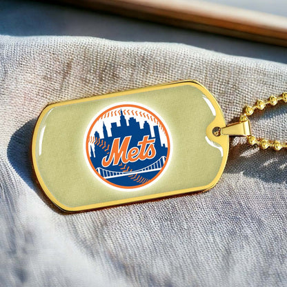 Baseball - BBD013 - New York Mets - Baseball Dog Tag - Military Ball Chain - Luxury Dog Tag