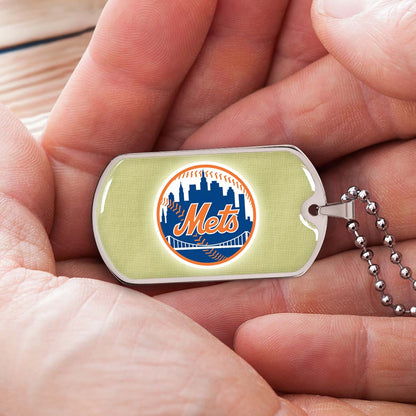 Baseball - BBD013 - New York Mets - Baseball Dog Tag - Military Ball Chain - Luxury Dog Tag