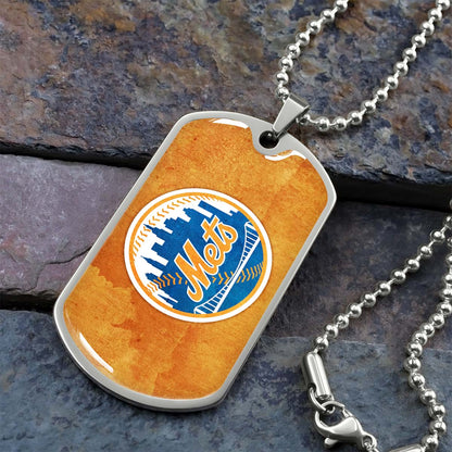 Baseball - BBD014 - New York Mets - Baseball Dog Tag - Military Ball Chain - Luxury Dog Tag