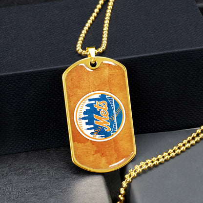Baseball - BBD014 - New York Mets - Baseball Dog Tag - Military Ball Chain - Luxury Dog Tag