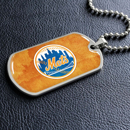 Baseball - BBD014 - New York Mets - Baseball Dog Tag - Military Ball Chain - Luxury Dog Tag