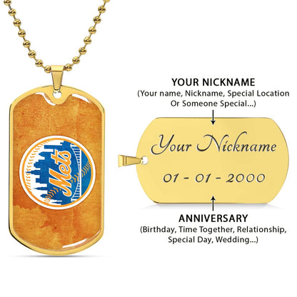 Baseball - BBD014 - New York Mets - Baseball Dog Tag - Military Ball Chain - Luxury Dog Tag