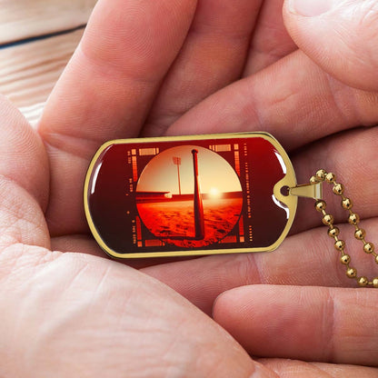Baseball - BBD017 - Sunset Baseball Bat - Baseball Dog Tag - Military Ball Chain - Luxury Dog Tag