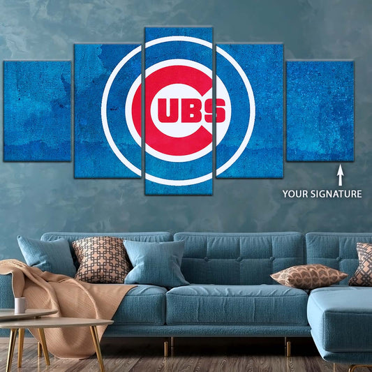 Baseball Wall Art - BB5045 - Chicago Cubs - Bold Sports Emblem in Blue - Baseball Poster - Baseball Canvas