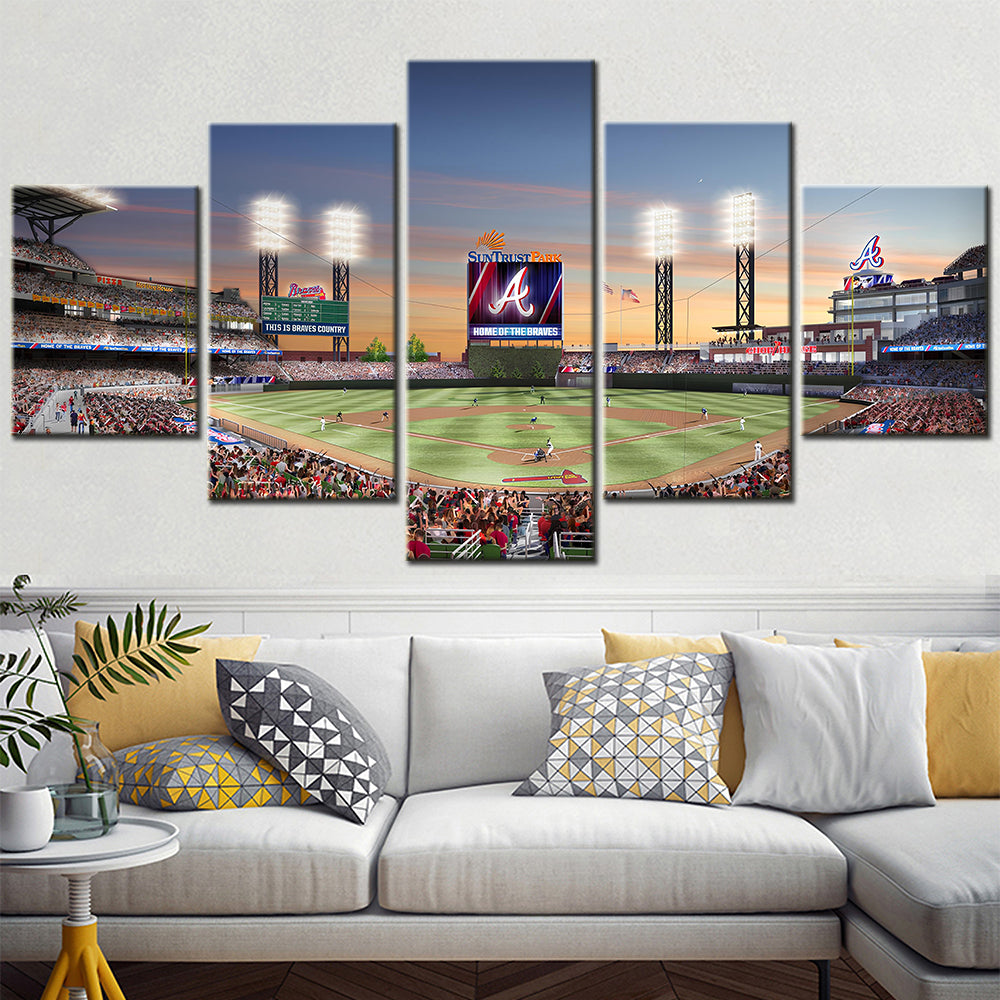 Baseball - 5 Pieces Wall Art - BB5015 - Atlanta Braves Baseball Stadium - Baseball Poster - Baseball Canvas