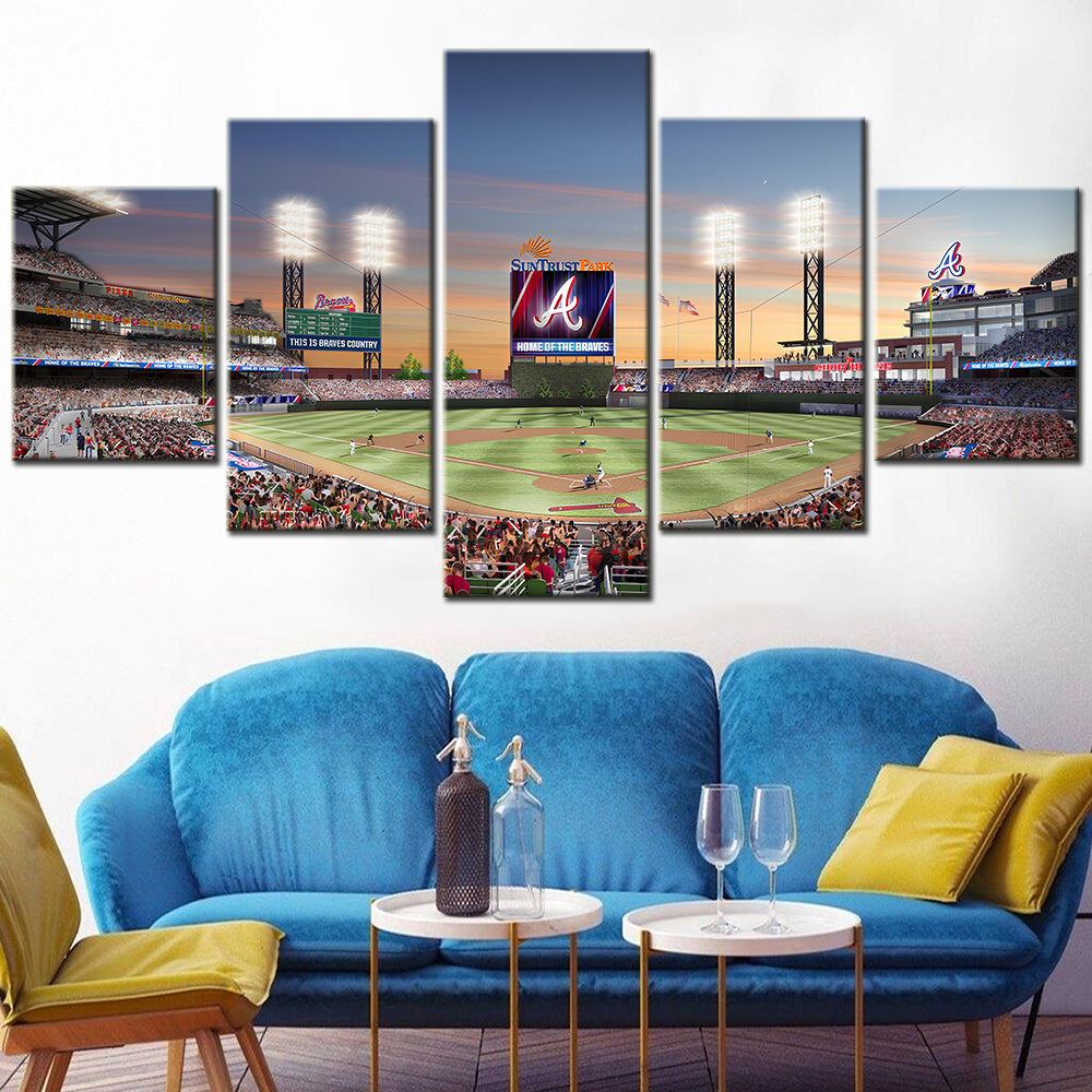 Baseball - 5 Pieces Wall Art - BB5015 - Atlanta Braves Baseball Stadium - Baseball Poster - Baseball Canvas