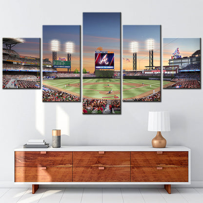 Baseball - 5 Pieces Wall Art - BB5015 - Atlanta Braves Baseball Stadium - Baseball Poster - Baseball Canvas
