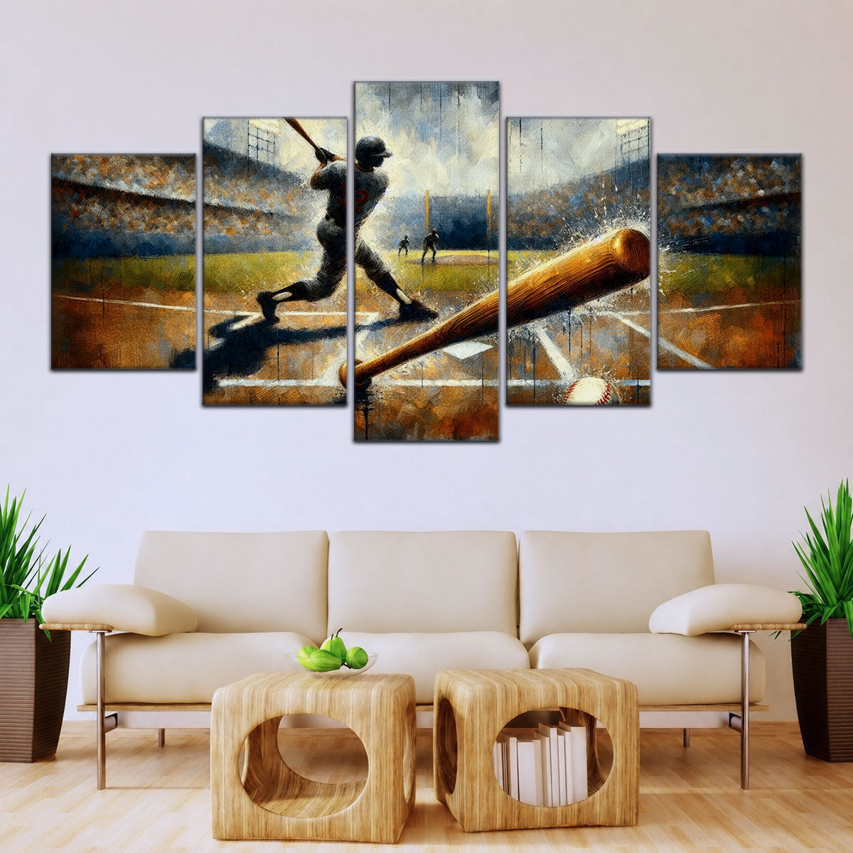 Baseball Canvas Wall Art - BB5039 - Baseball Game Action