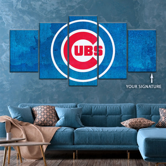 Baseball Wall Art - BB5045 - Chicago Cubs - Bold Sports Emblem in Blue - Baseball Poster - Baseball Canvas
