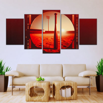 Baseball Canvas Wall Art - BB5053 - Sunset Baseball Bat