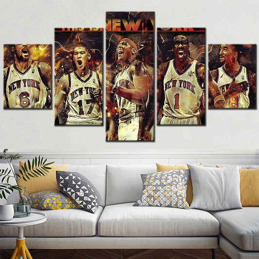 Basketball - 5 Pieces Wall Art - BK5025 - New York Knicks Team 1 - Basketball Poster - Basketball Canvas