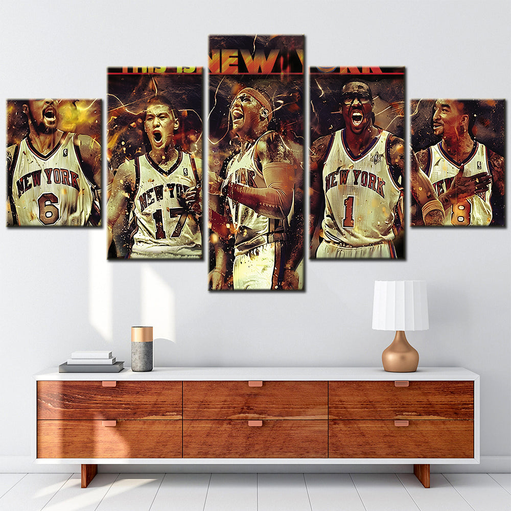 Basketball - 5 Pieces Wall Art - BK5025 - New York Knicks Team 1 - Basketball Poster - Basketball Canvas