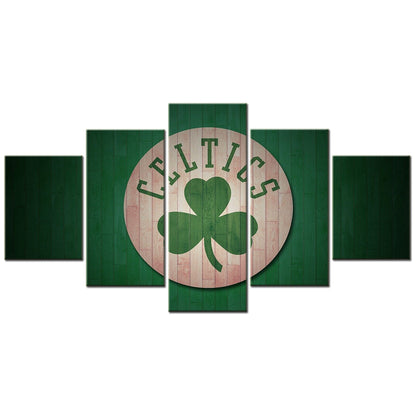Basketball - 5 Pieces Wall Art - BK5003 - Boston Celtics - Lucky the Leprechaun - Basketball Poster - Basketball Canvas
