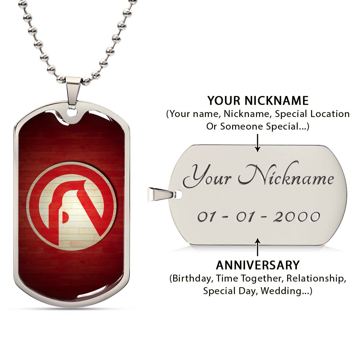 Basketball - BKD001 - Atlanta Hawks Sports - Basketball Dog Tag - Military Ball Chain - Luxury Dog Tag