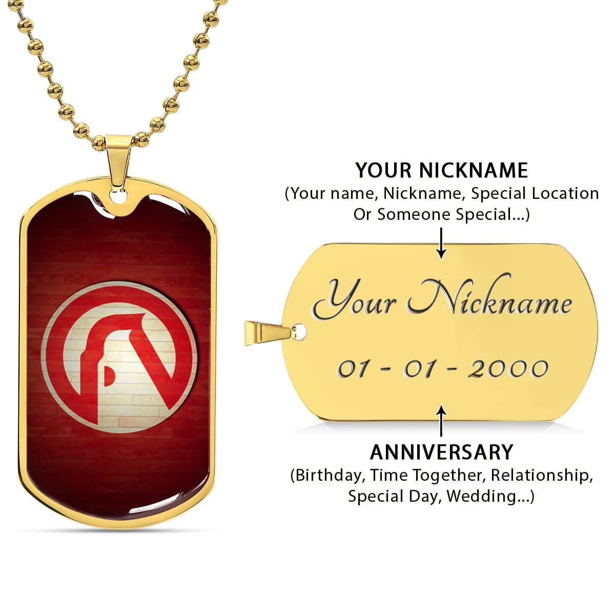 Basketball - BKD001 - Atlanta Hawks Sports - Basketball Dog Tag - Military Ball Chain - Luxury Dog Tag