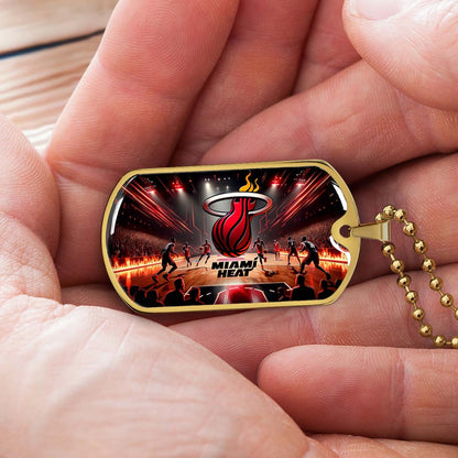 Basketball - BKD003 - Miami Heat Basketball - Basketball Dog Tag - Military Ball Chain - Luxury Dog Tag