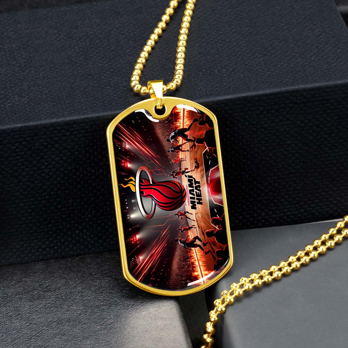 Basketball - BKD003 - Miami Heat Basketball - Basketball Dog Tag - Military Ball Chain - Luxury Dog Tag