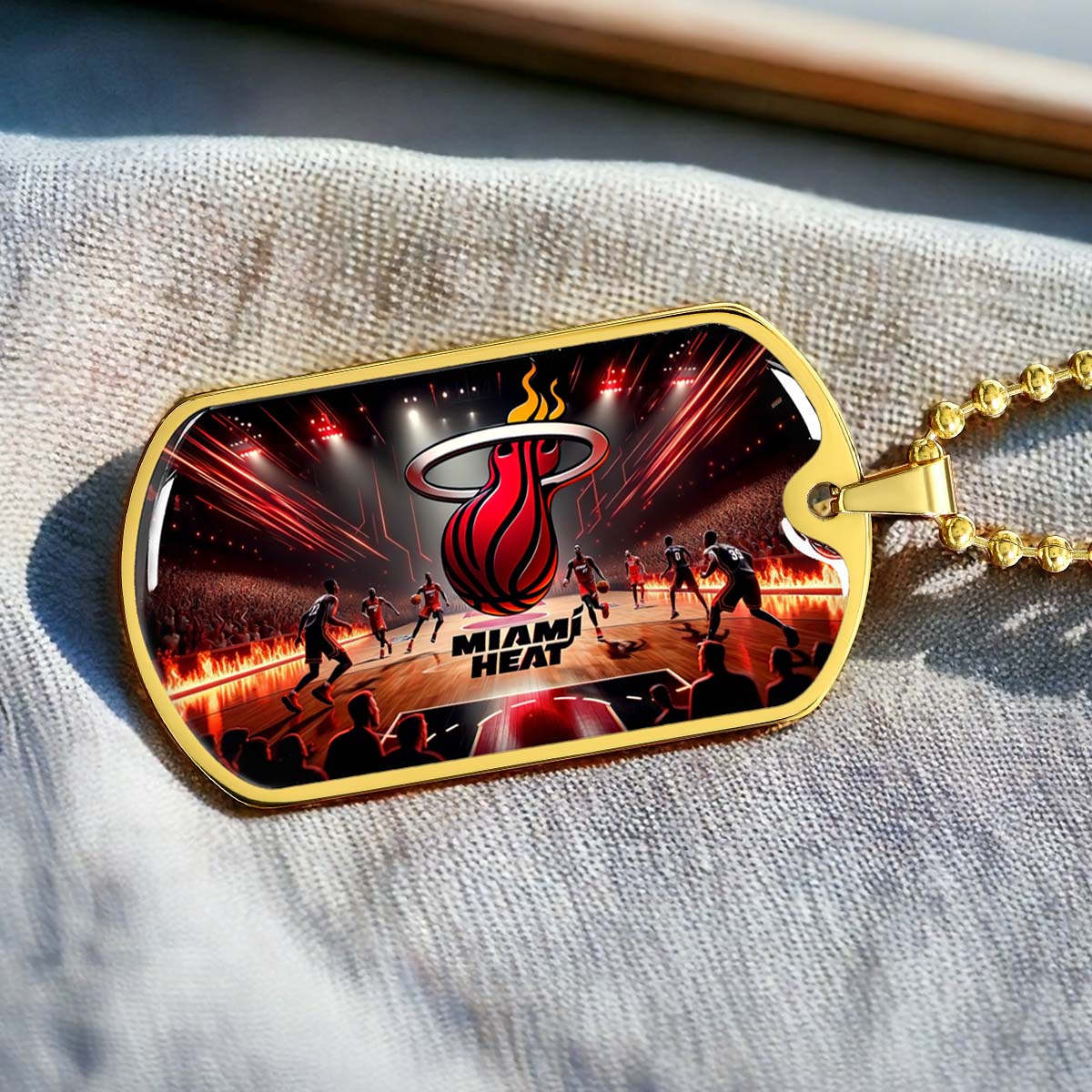 Basketball - BKD003 - Miami Heat Basketball - Basketball Dog Tag - Military Ball Chain - Luxury Dog Tag