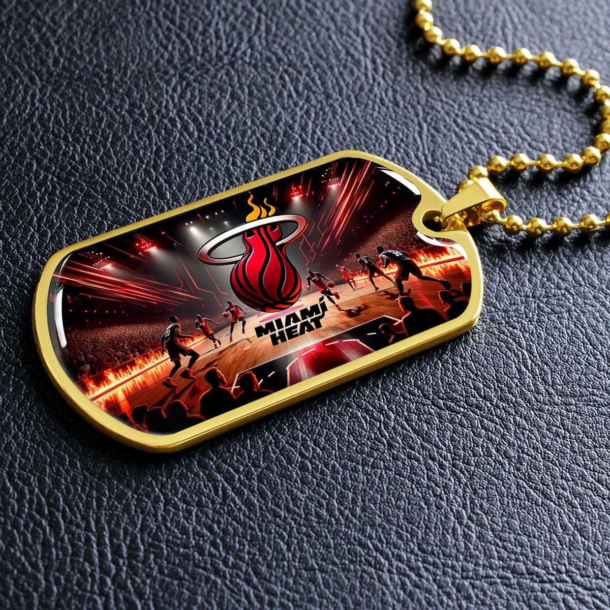 Basketball - BKD003 - Miami Heat Basketball - Basketball Dog Tag - Military Ball Chain - Luxury Dog Tag