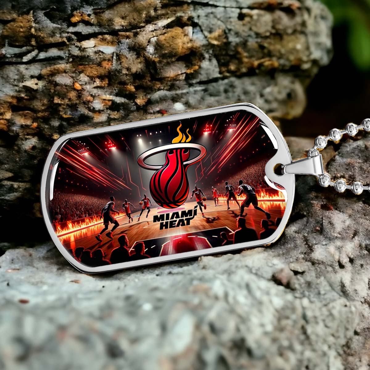 Basketball - BKD003 - Miami Heat Basketball - Basketball Dog Tag - Military Ball Chain - Luxury Dog Tag