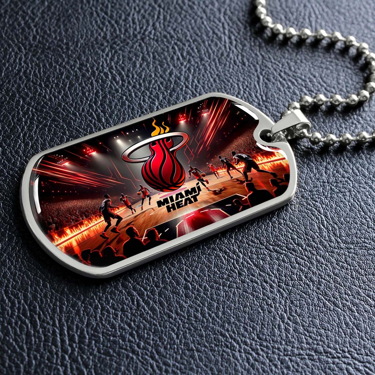 Basketball - BKD003 - Miami Heat Basketball - Basketball Dog Tag - Military Ball Chain - Luxury Dog Tag