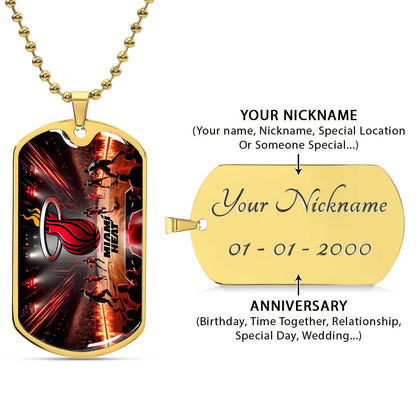 Basketball - BKD003 - Miami Heat Basketball - Basketball Dog Tag - Military Ball Chain - Luxury Dog Tag