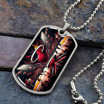 Basketball - BKD004 - Miami Heat Basketball - Basketball Dog Tag - Military Ball Chain - Luxury Dog Tag