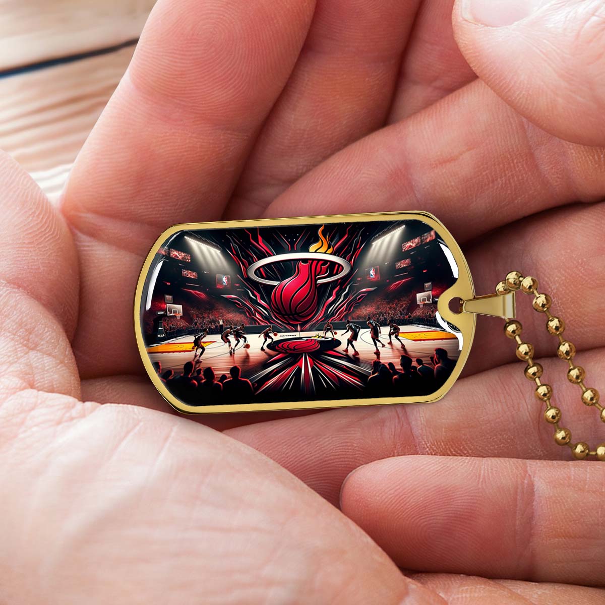 Basketball - BKD004 - Miami Heat Basketball - Basketball Dog Tag - Military Ball Chain - Luxury Dog Tag