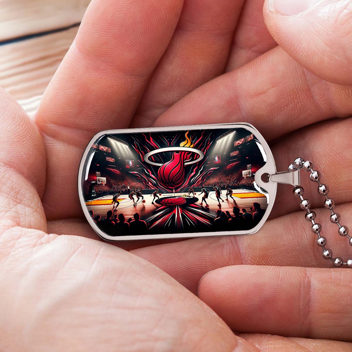Basketball - BKD004 - Miami Heat Basketball - Basketball Dog Tag - Military Ball Chain - Luxury Dog Tag