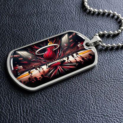 Basketball - BKD004 - Miami Heat Basketball - Basketball Dog Tag - Military Ball Chain - Luxury Dog Tag