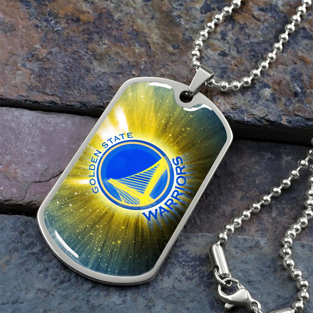 Basketball - BKD005 - Golden State Warriors - Basketball Dog Tag - Military Ball Chain - Luxury Dog Tag
