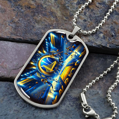 Basketball - BKD006 - Golden State Warriors - Basketball Dog Tag - Military Ball Chain - Luxury Dog Tag