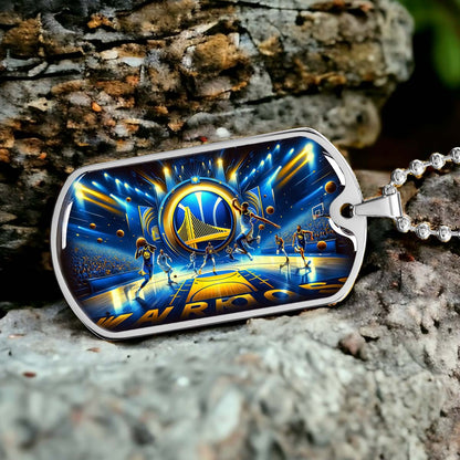 Basketball - BKD006 - Golden State Warriors - Basketball Dog Tag - Military Ball Chain - Luxury Dog Tag