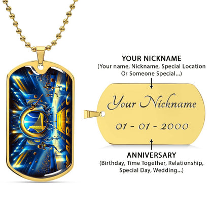 Basketball - BKD006 - Golden State Warriors - Basketball Dog Tag - Military Ball Chain - Luxury Dog Tag