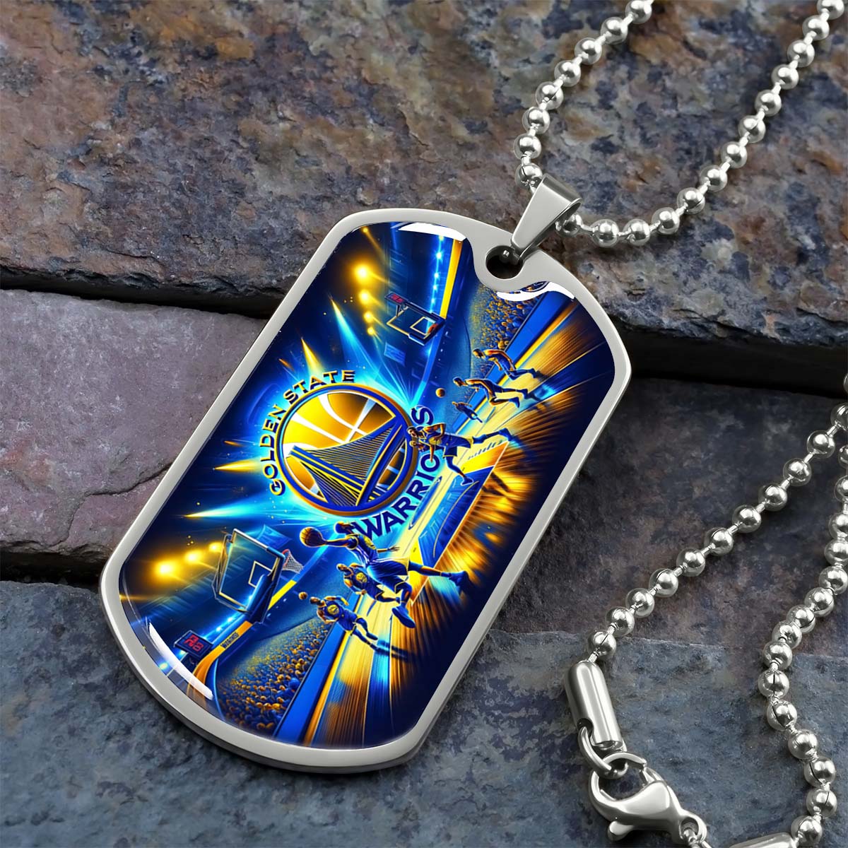 Basketball - BKD007 - Golden State Warriors - Basketball Dog Tag - Military Ball Chain - Luxury Dog Tag