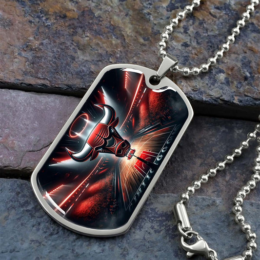 Basketball - BKD008 - Chicago Bulls - Basketball Dog Tag - Military Ball Chain - Luxury Dog Tag