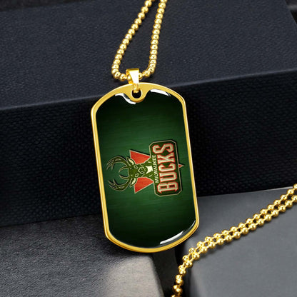 Basketball - BKD013 - Milwaukee Bucks Sports - Basketball Dog Tag - Military Ball Chain - Luxury Dog Tag
