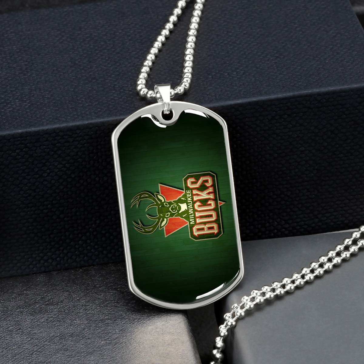 Basketball - BKD013 - Milwaukee Bucks Sports - Basketball Dog Tag - Military Ball Chain - Luxury Dog Tag