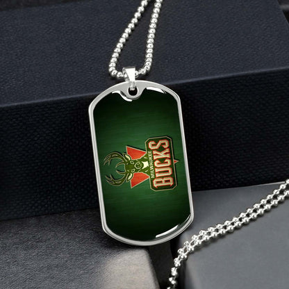 Basketball - BKD013 - Milwaukee Bucks Sports - Basketball Dog Tag - Military Ball Chain - Luxury Dog Tag