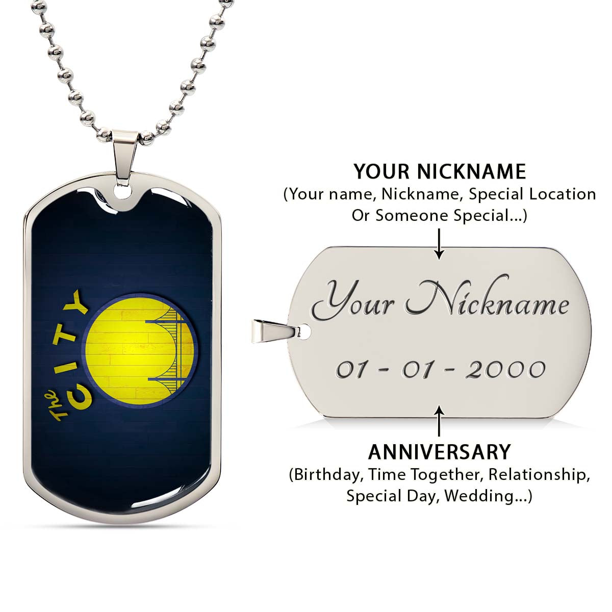 Basketball - BKD014 - Golden State Warriors Sports - The City - Basketball Dog Tag - Military Ball Chain - Luxury Dog Tag